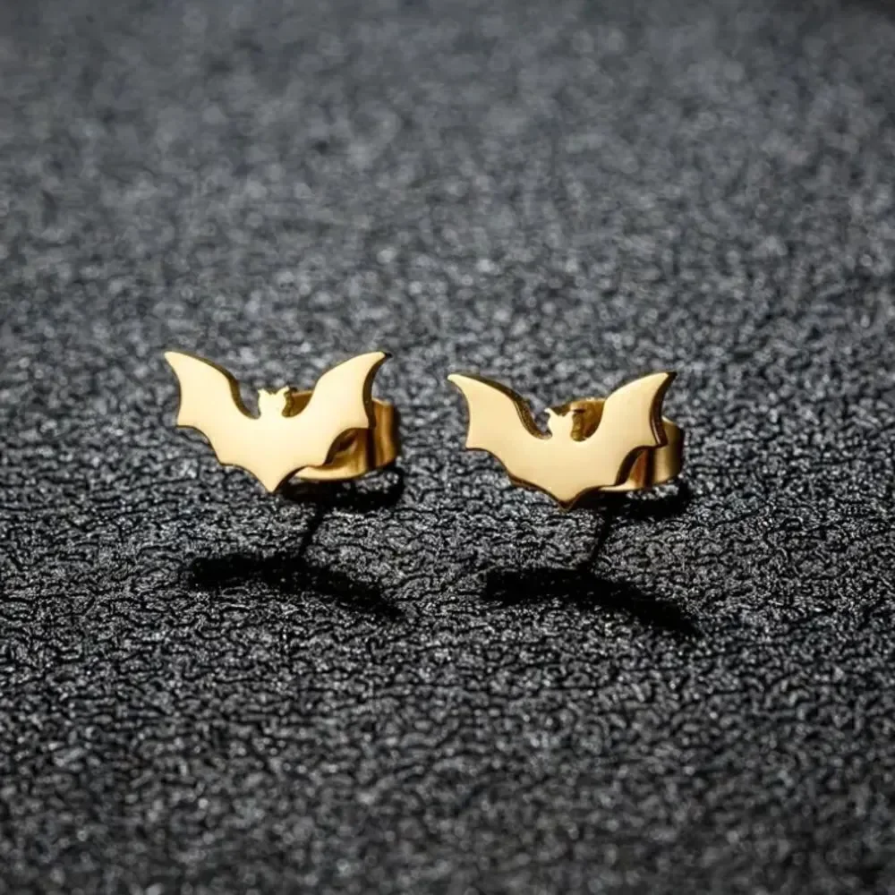 Gold color Mini bat earring studs